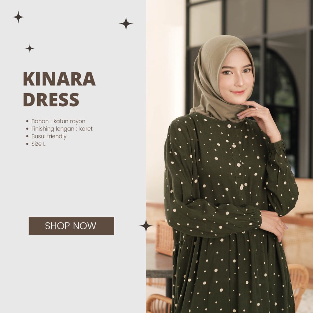 Gamis Dewasa Polkadot Homey Dress Kinara Bahan Katun Rayon Premium Nyaman Dipakai | Bisa COd