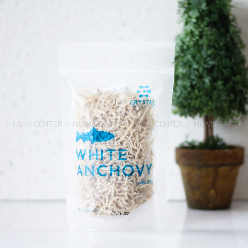 

80G Dried White Anchovy Ikan Teri Nasi Kering Bebas Pemutih & Pengawet COTS - CRYSTAL OF THE SEA