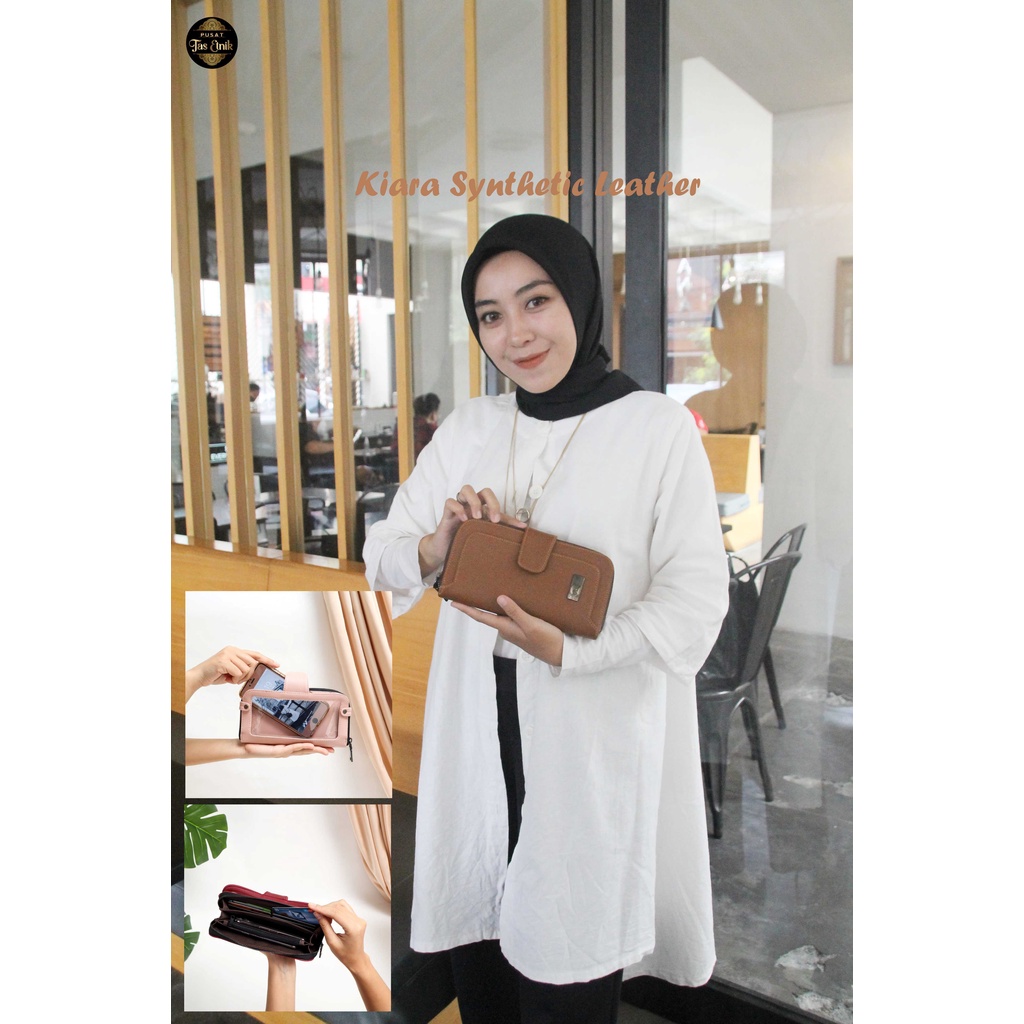 DOMPET HP KULIT WANITA ORIGINAL BERKUALITAS BY VCODE KIARA BROWN SYNTESIS PREMIUM LEATHER