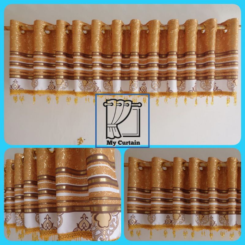 poni gorden minimalis model smokring bagus ukuran 6 gelembung tinggi 40cm tirai atas pintu murah