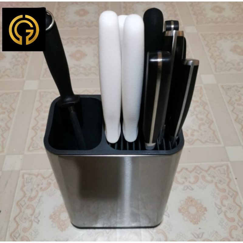 ANHO Tempat Pisau Dapur Spatula Stand Holder Stainless Steel