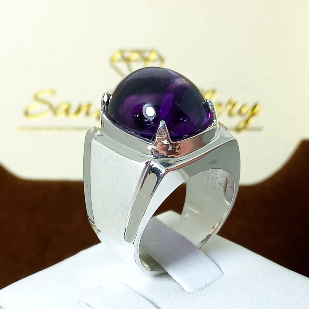 Cincin perak pria emban batu mulia akik permata  04