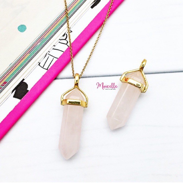Rose Quartz Healing Crystal / Necklace Kalung Accessories Gift