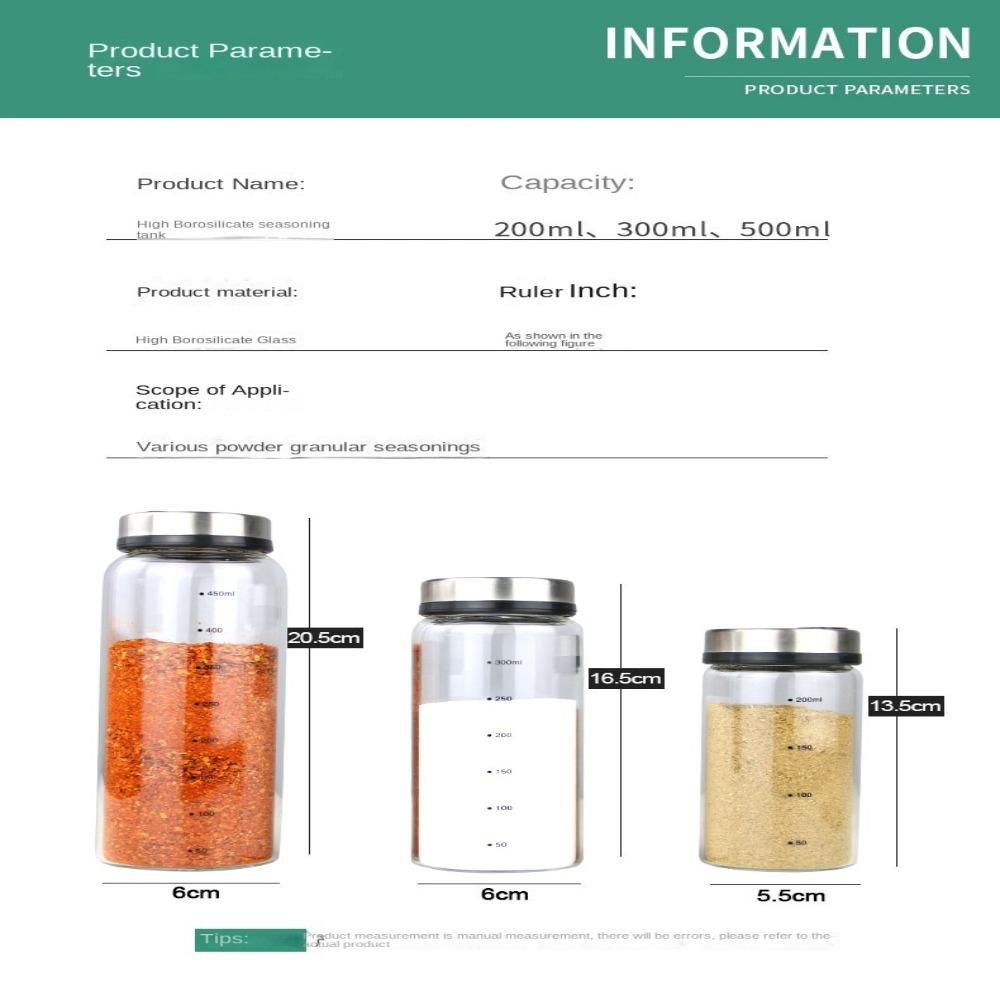 Solighter Glass Seasoning Can Container Seasoning Bottle Botol Dengan Tutup Putar Tangki Penyimpanan Wijen Garam