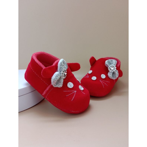 SEPATU BAYI PREWALKER PEREMPUAN USIA 0-12 BULAN / SEPATU BAYI MURAH - KUCING