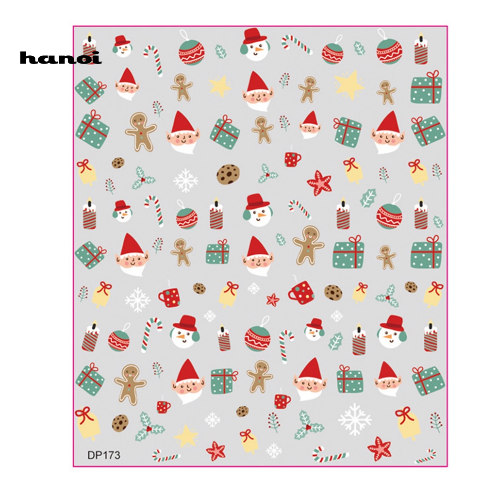 Han_stiker Kuku Motif Santa Claus Untuk Nail Art DIY