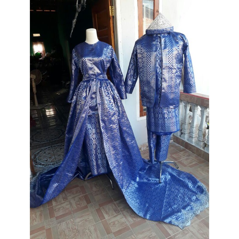 set baju pengantin songket ekor panjang