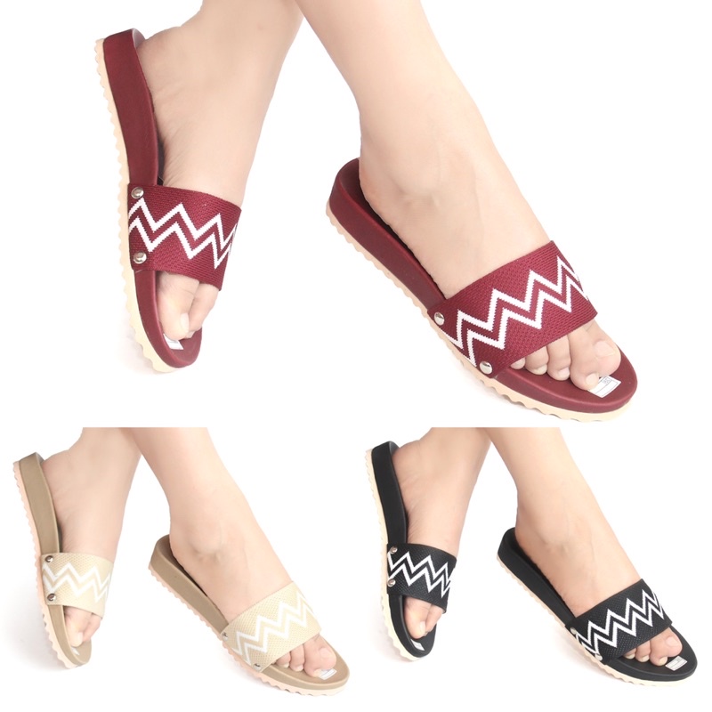 SANDAL FLAT WANITA SELOP KEKINIAN TERBARU TAVANO SENDAL PEREMPUAN SLOP IBU TEPLEK KARET STYLE JL-44