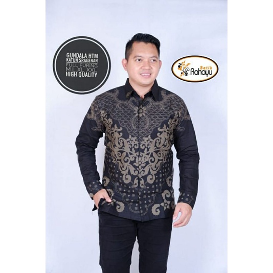 Gundala Hitam Kemeja Batik Pria Lengan Panjang Full Furing