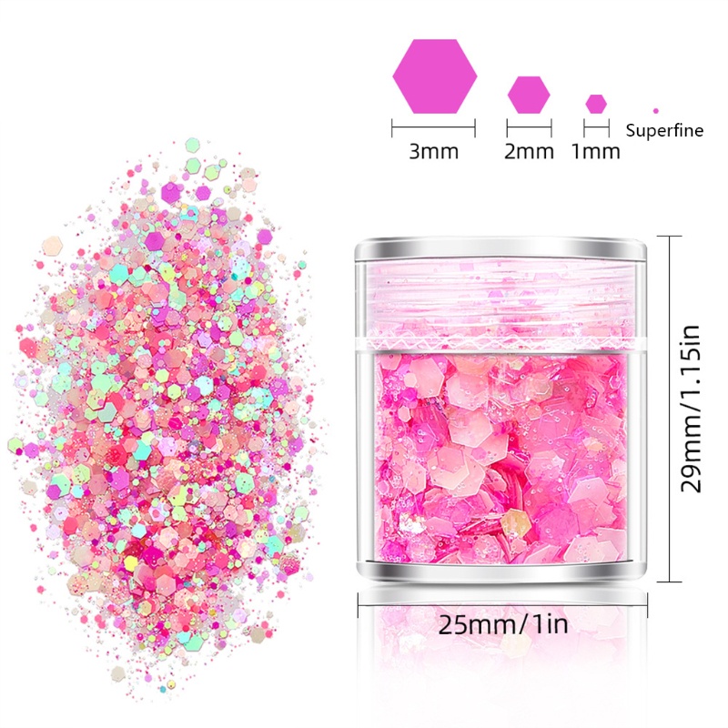 Siy 18 / 24 Warna Bubuk Glitter Sequin Holografik Luminous Untuk Dekorasi Nail Art