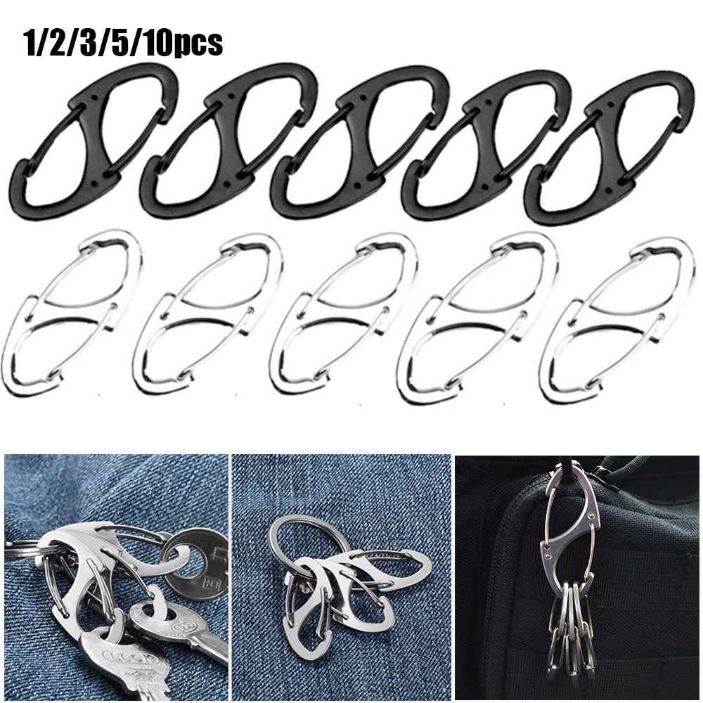 Suyo 1per2 /3 /5 /10pcs Carabiner Metal 8bentuk Camping Hiking Outdoor EDC Alat Gantungan Kunci Ring