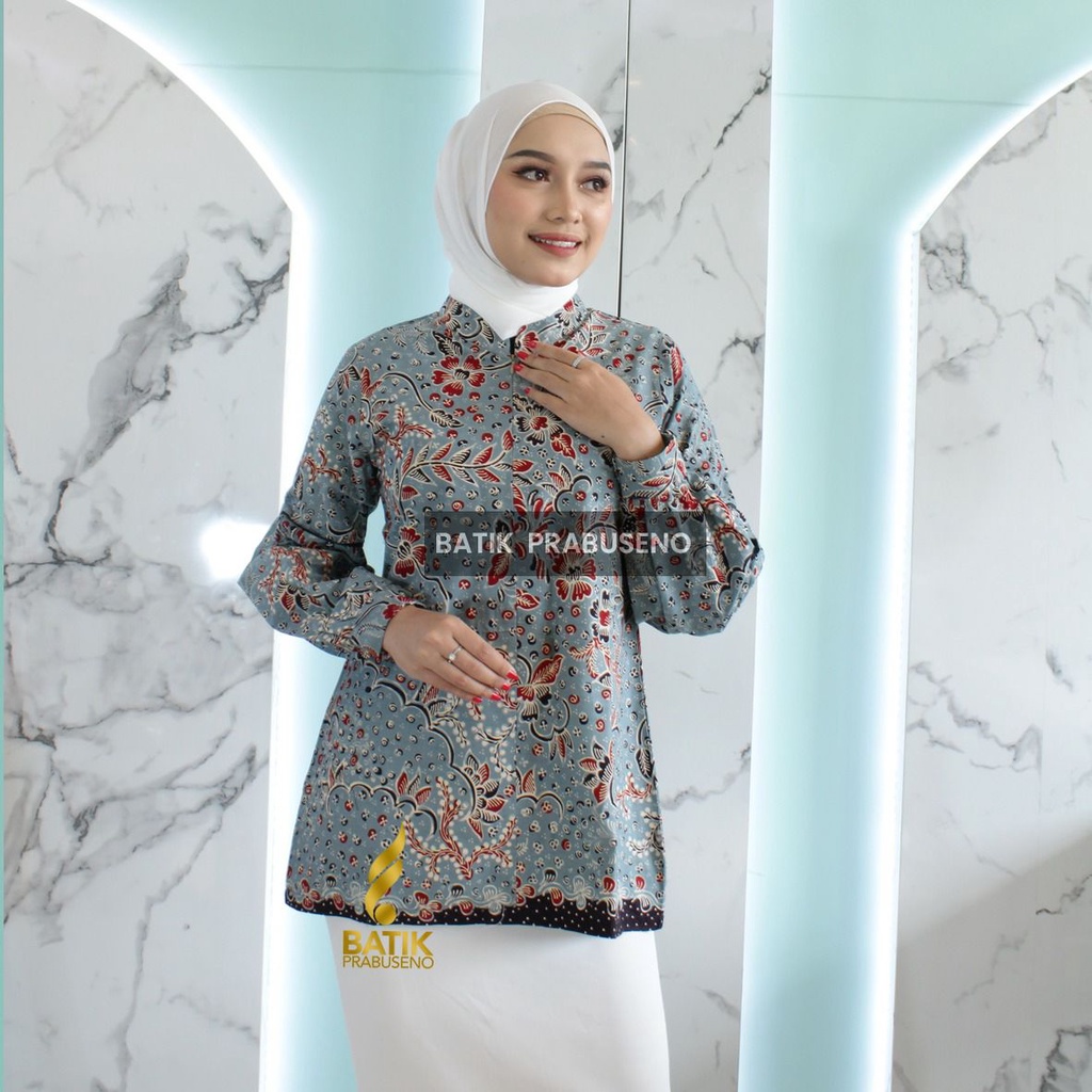 BAJU KEMEJA BATIK WANITA Prabuseno - RENATA Tunik Batik Wanita Lengan Panjang