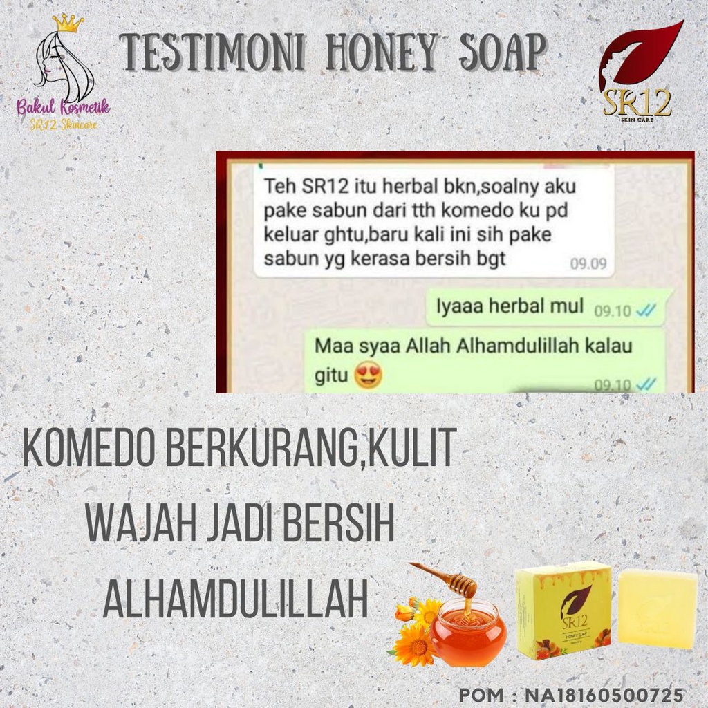 HONEY SOAP SR12 - SABUN WAJAH - SABUN MUKA PENCERAH KULIT KERING DAN SENSITIF