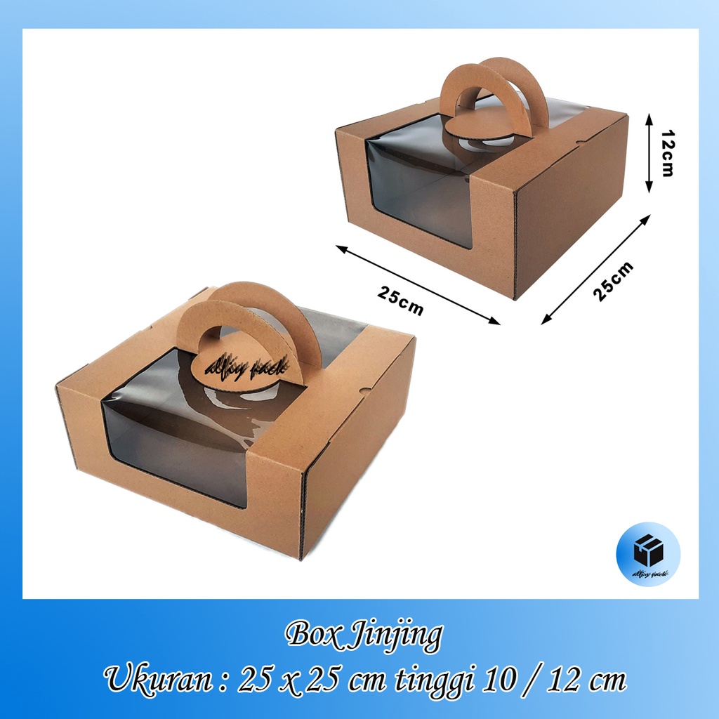

1pack isi 10pcs BOX CAKE CORRUGATE WINDOW UKURAN 25x25x10 / 25x25x12 CM HANDLE BOX JENDELA MIKA DUS KEMASAN LAPIS LEGIT DUS DOS PACKAGING KUE TART MARMER CAKE