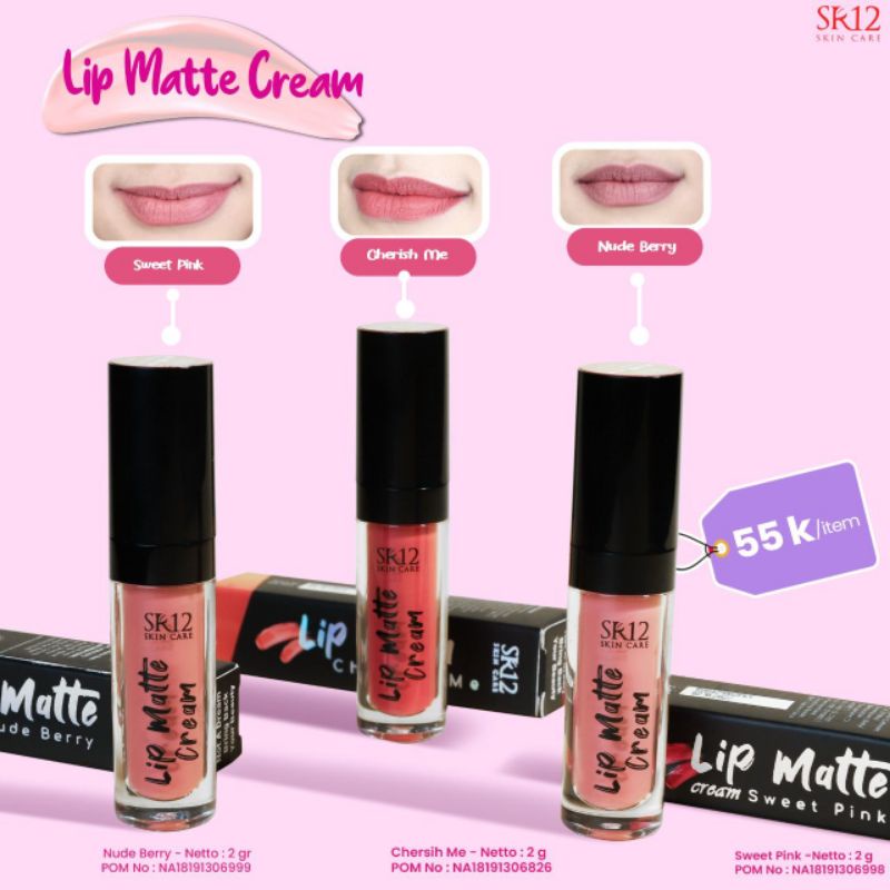 SR12 Lip Matte Cream Mini 2g - Warna Sweet Pink Matte &amp; Moist Lip