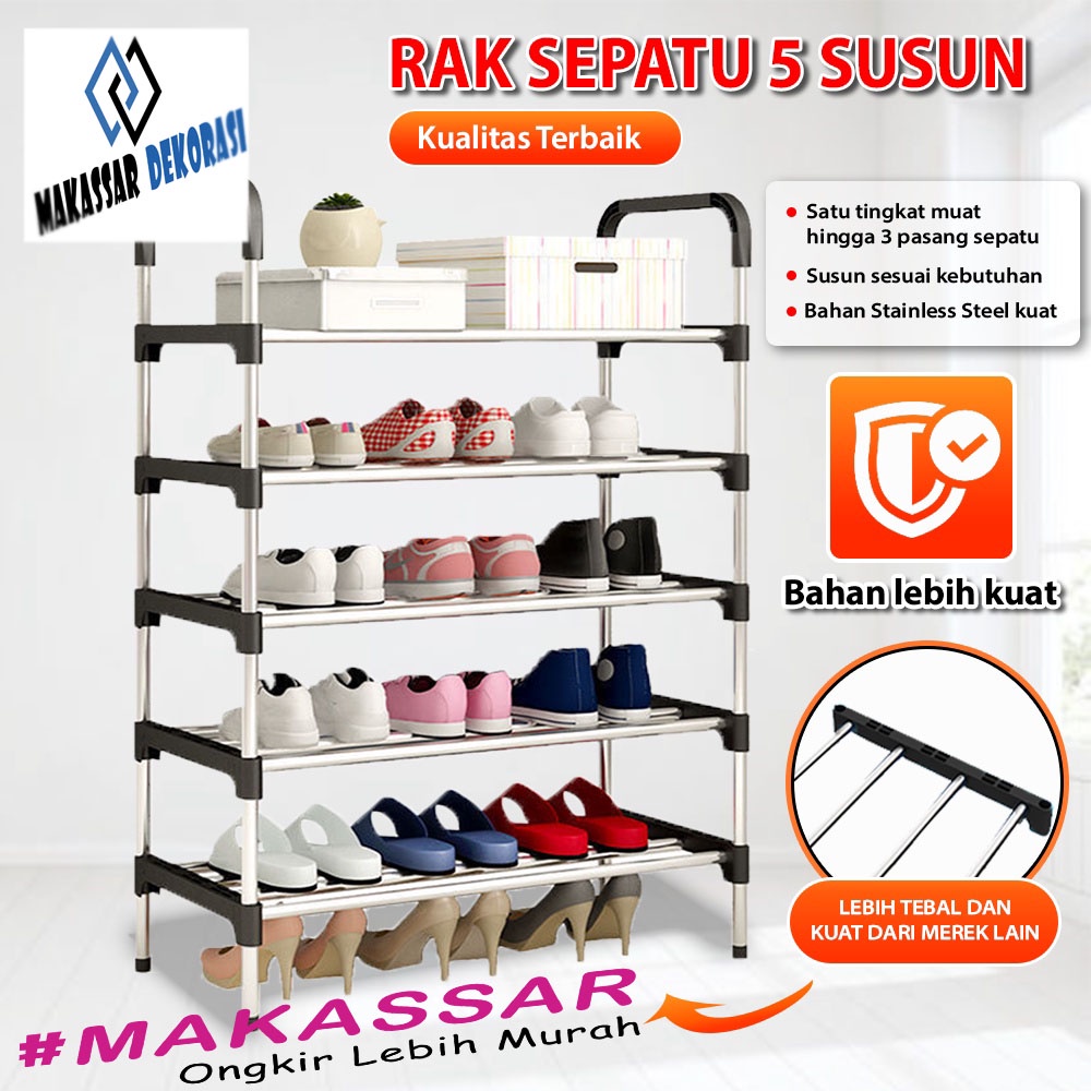 Rak Sepatu Sendal Portable Serbaguna  5 Susun Tempat Sepatu Sendal Multifungsi Murah [Kotakin]