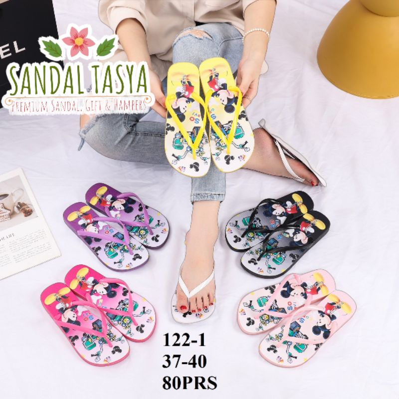 Sandal Jepit Jelly Wanita Import Balance 122-1 Original Flat Korea Karet Teplek Anak Remaja Perempuan Karakter Mickey Lucu Terbaru