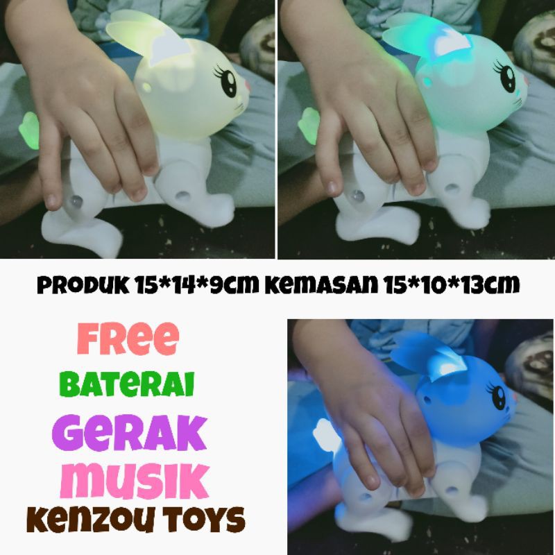 Mainan Robot Boneka Kelinci Gerak Musik Lampu Free Baterai