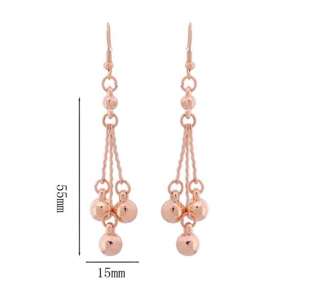 Set perhiasan lapis emas anting kalung A04 round shape Import tassel