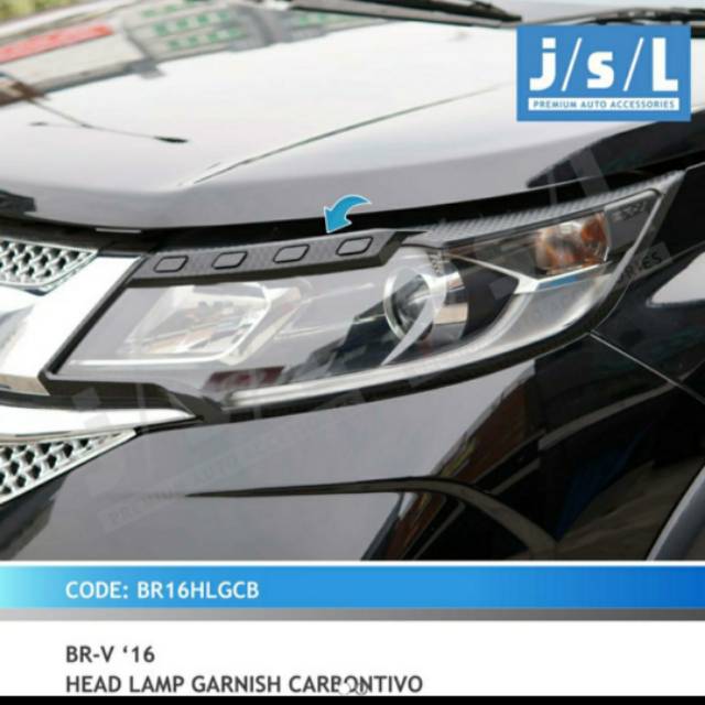 Garnish lampu depan Honda BRV/ head lamp garnish Hitam Chrome Carbon jsl