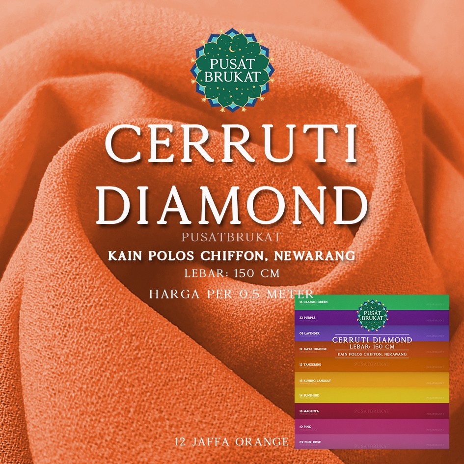 CERRUTI DIAMOND - KAIN CHIFFON / SIFON DIAMOND POLOS, WARNA CERAH, NERAWANG [harga per 0.5m]