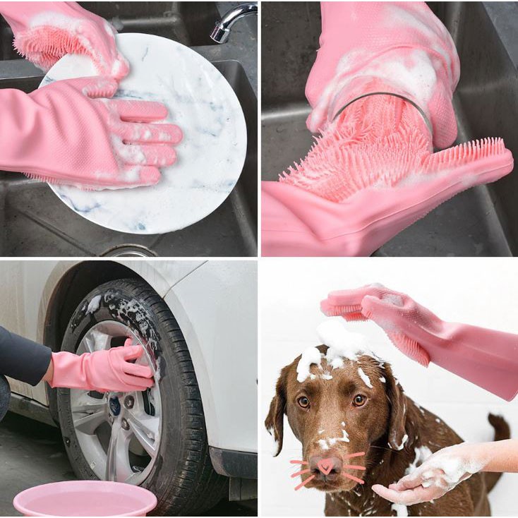 Flashmart Sarung Tangan Sikat Mencuci Magic Silicone Gloves