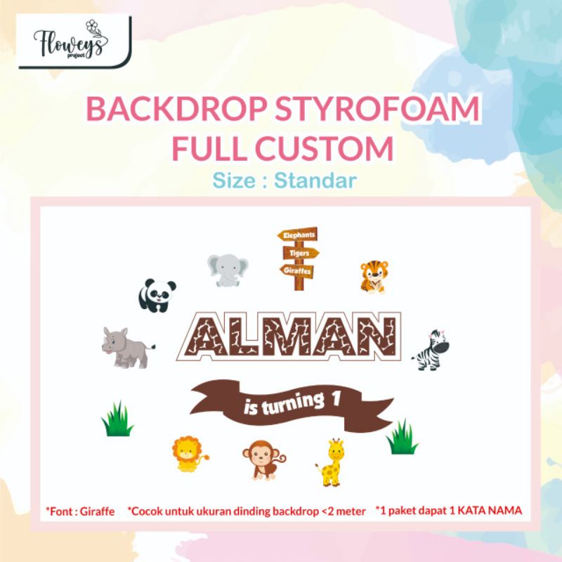 [FULL CUSTOM STANDAR] Custom Backdrop Nama Styrofoam/Hiasan Dinding Gabus/Bisa Custom Tema Warna Nam