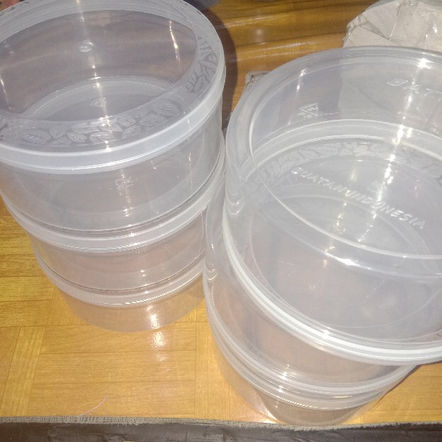 (6pcs) Wadah Plastik Tempat Makanan 500 Gr Batik Food Grade Toples Bulat Warna Kontainer