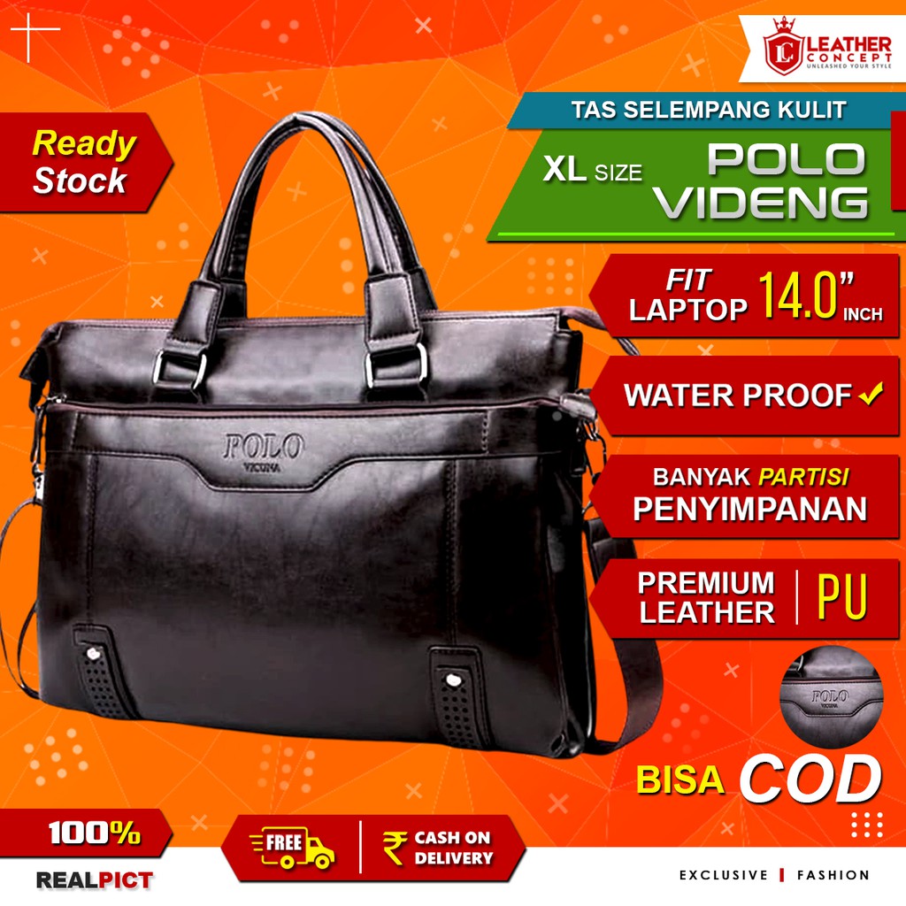 Tas Kerja Pria -Tas Kantor Pria -Tas Selempang Kulit (POLO VIDENG)