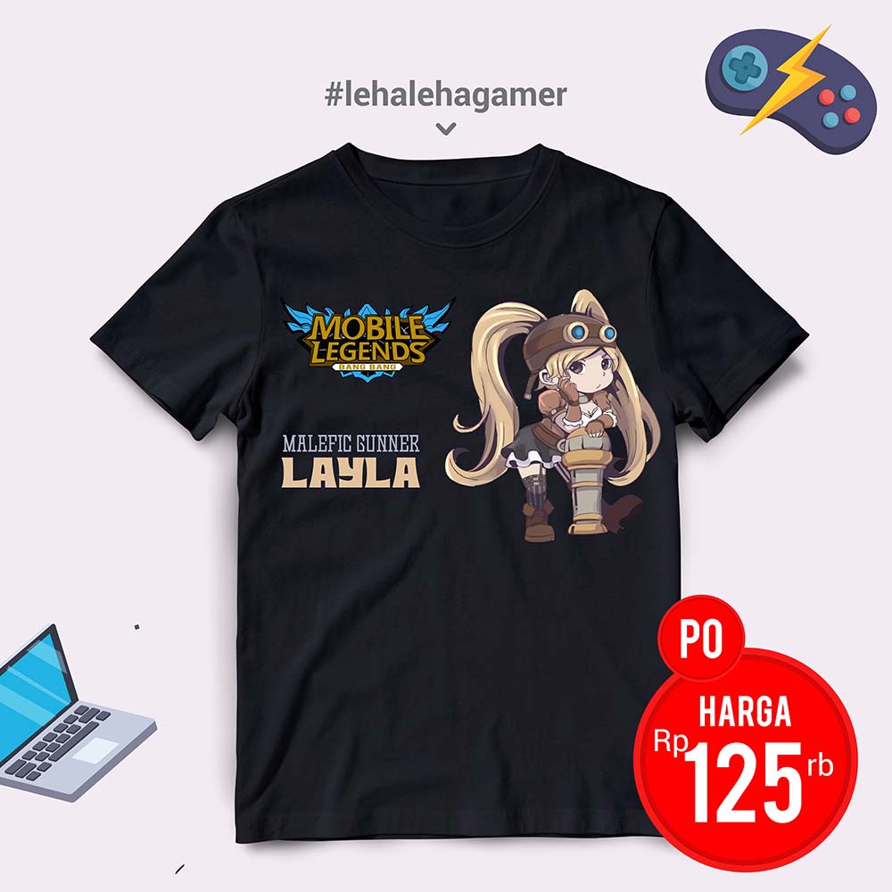 Kaos Mobile Legend / Kaos ML /  Kaos Gaming / Baju Mobile Legend - LAYLA - Sablon DTF - Bahan Katun