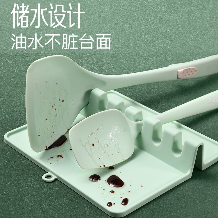 (BOW) Shan Shan Tatakan Spatula Bahan Silikon Elastis Holder Penyangga Peralatan Dapur Multifungsi