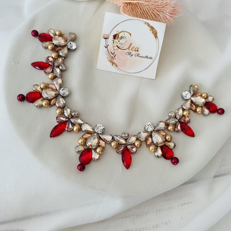 Payet rangkai / payet kebaya / payet baju pesta “April” N93 in red & gold