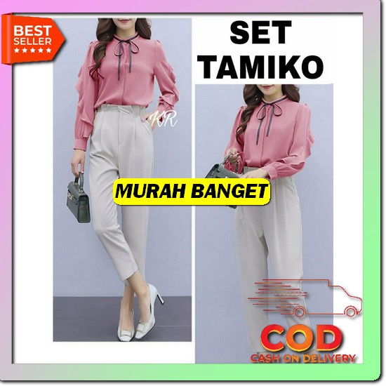 St517 Setelan Jumbo Cotton Rayon Bkk Motif Lukis Pohon Dior Atasan V Neck Dan Celana Pendek Import S