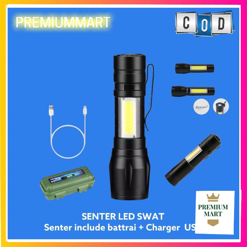 Senter Mini led Swat / Police Q5 XPE LED COB Kabel Recharge Box [pm]