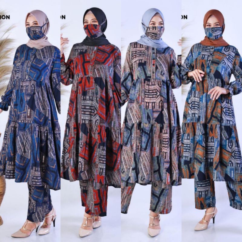 luzmila set original by Balimo Takana / setelan celana tunik viscose terbaru