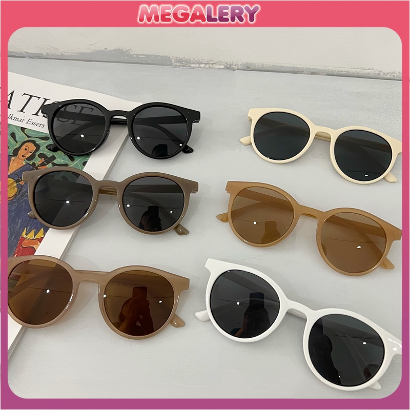 Kacamata tiktok Kacamata Korea Fashion Kacamata Retro Bingkai Putaran Kata Murah Import Wanita/Pria Sunglasses