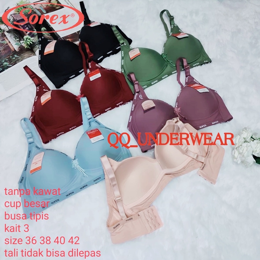 Bra Sorex 17233 Tanpa Kawat Busa Tipis Cup Besar Size 36-42 Kait 3 / Bh Sorex 17233 Super Soft Terlaris / Bh Sorex 17233 / Bra Sorex 17233