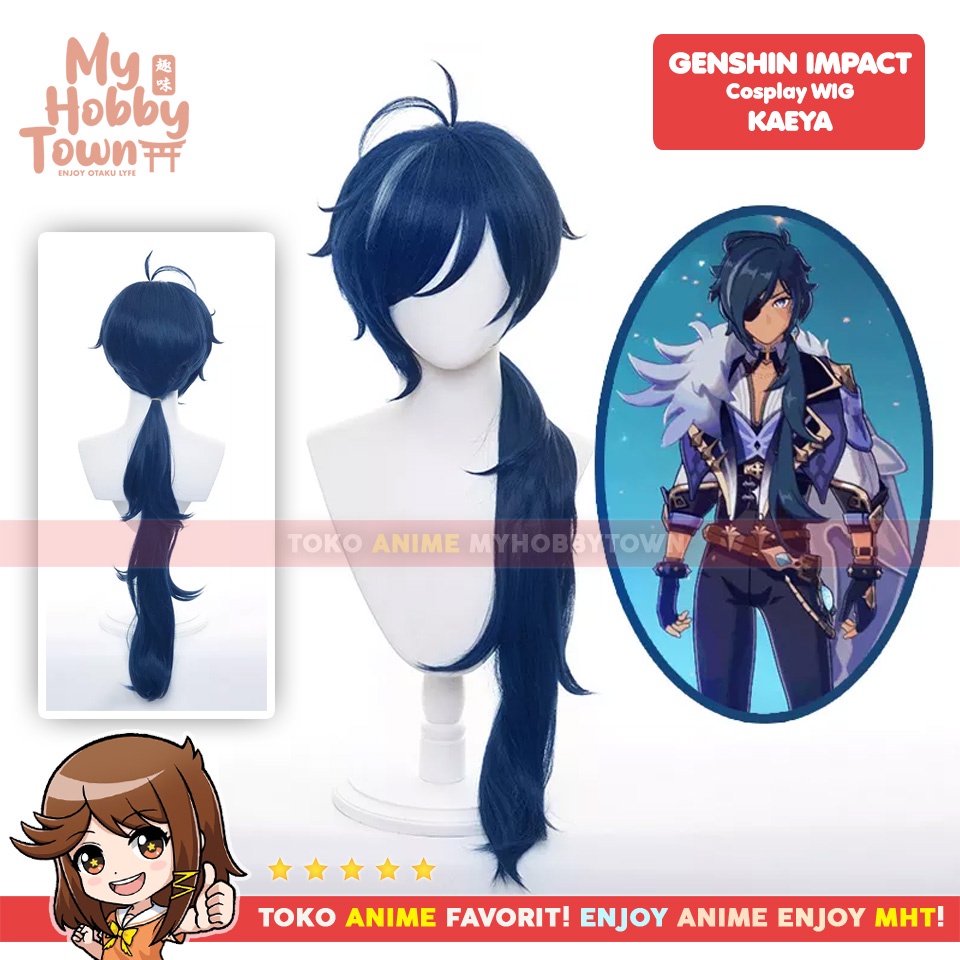 Wig Cosplay Anime Game Genshin Impact Kaeya Rambut Palsu