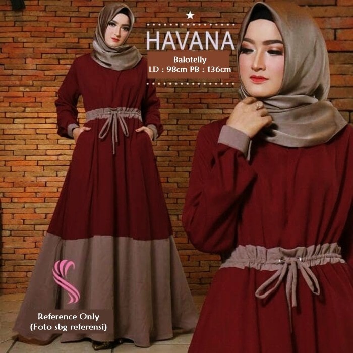 Dress Polos Gamis Wanita Muslimah Havana Dress Maroon