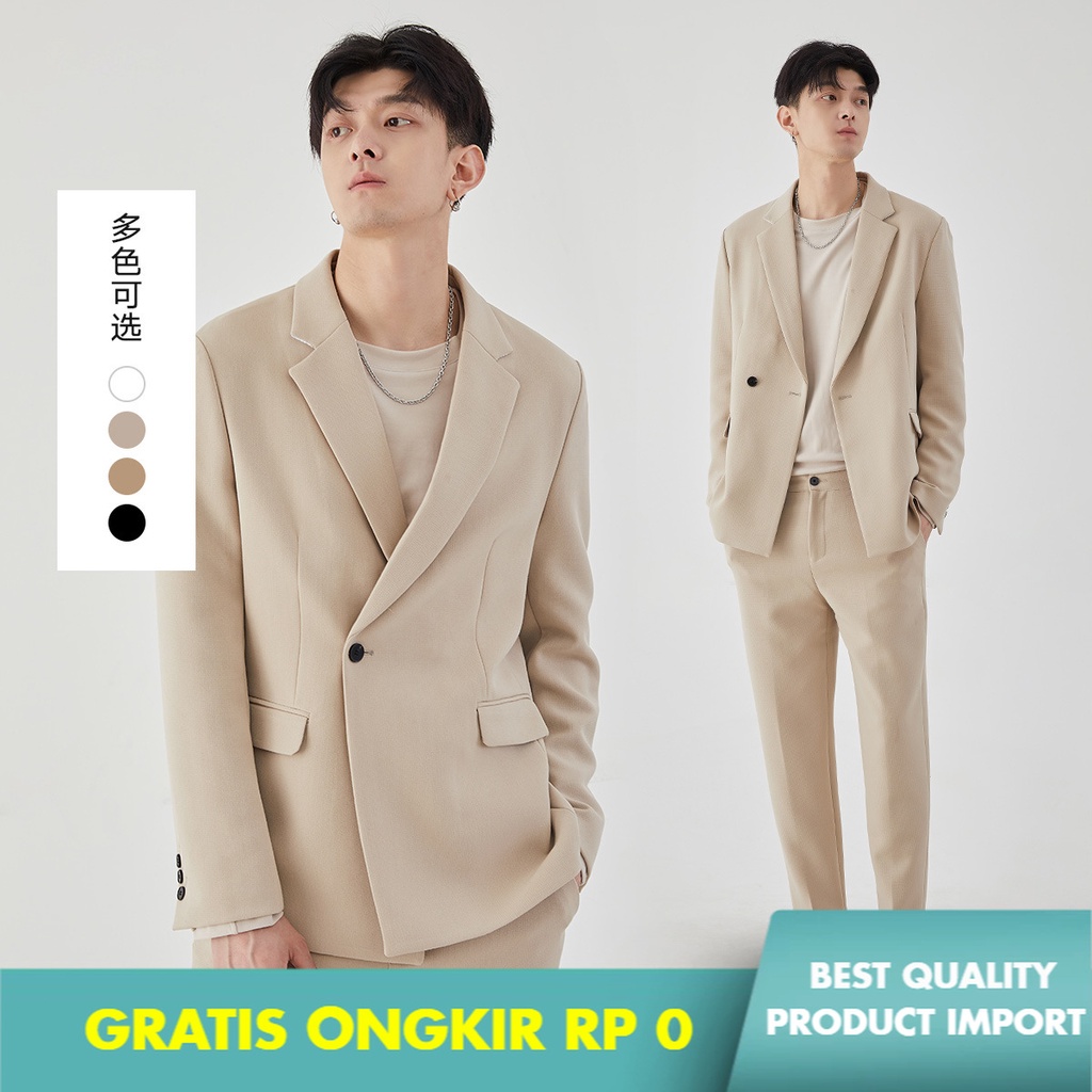 Jas Pria Setelan Jas Pria Yizhi      Korea Tren Kecil Setelan Jaket Pria  Kantong Suit Impor
