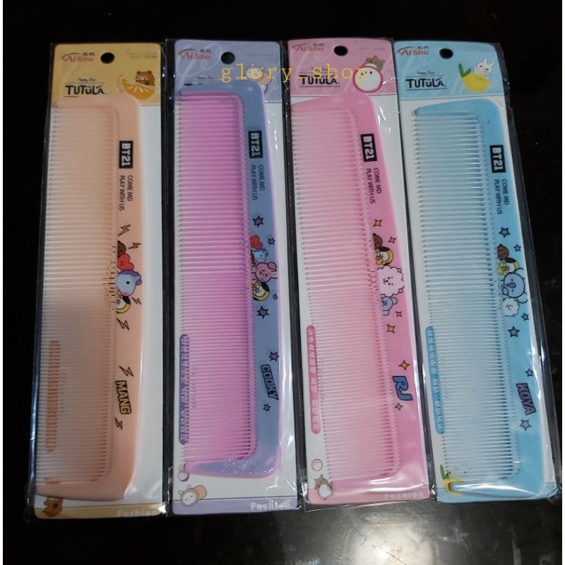 SISIR RAMBUT BT21 BTS KARTUN LURUS TERMURAH / SISIR RAMBUT BTS BT21 BENTUK PANJANG WARNA WARNI