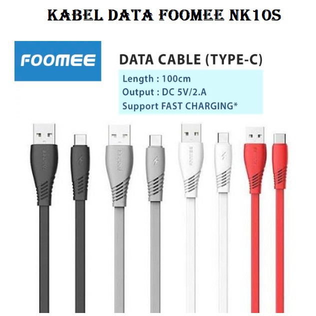 [COD] FOOMEE NK10S KABEL DATA TYPE-C FAST CHARGING 2.4A