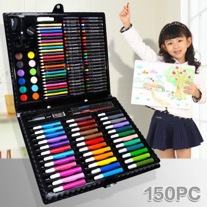 

colouring set 150 pcs pensil warna crayon set stationary promo