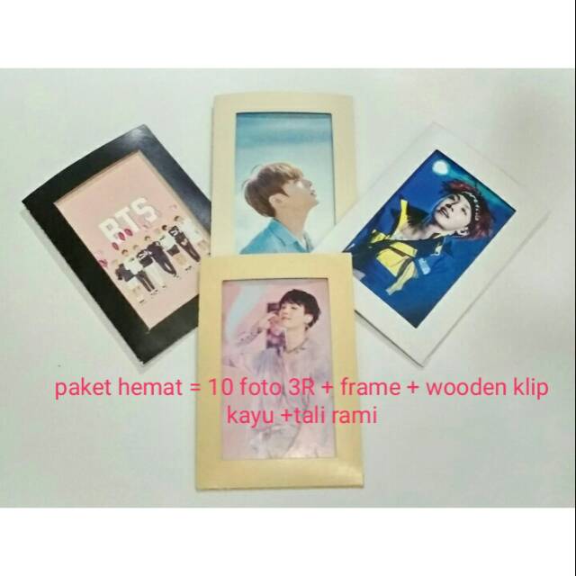 Album foto  polaroid paket  hemat dan murah ( foto + frame + wooden klip kayu + tali rami)