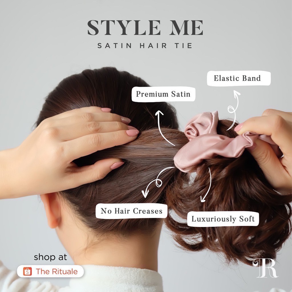 Scrunchies Premium Satin Silk MAXI The Rituale | Ikat Rambut Kuncir Hijab Cepol | Anti Rontok Pusing-7