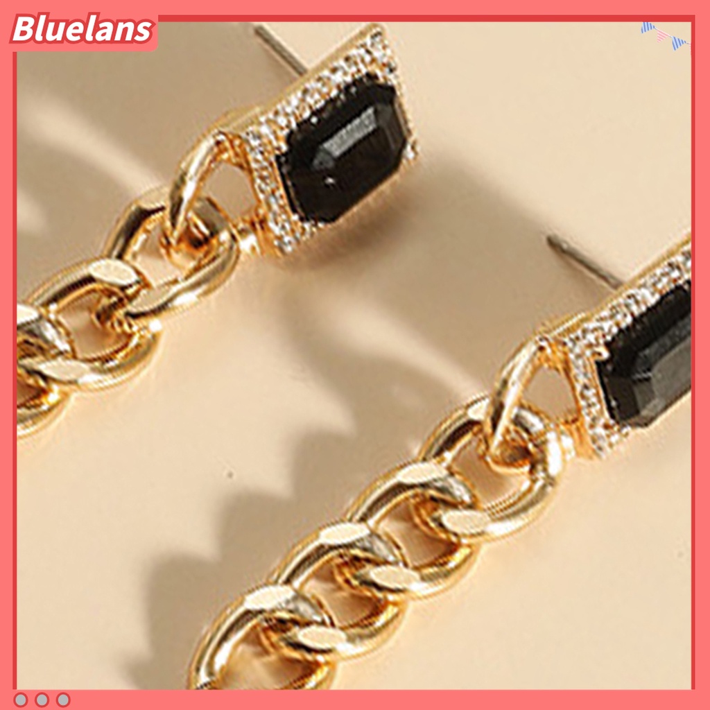 2pcs / Set Kalung Rantai Tebal Dapat Disesuaikan Hias Permata Tiruan Gaya Hip Hop Untuk Aksesoris Perhiasan