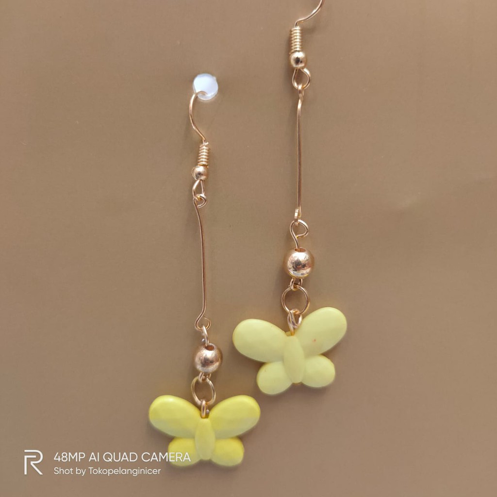 Anting Hooks Korea Fashion Aksesoris  Kupu-Kupu warna Manis Anting Beauty Tokopelanginicer