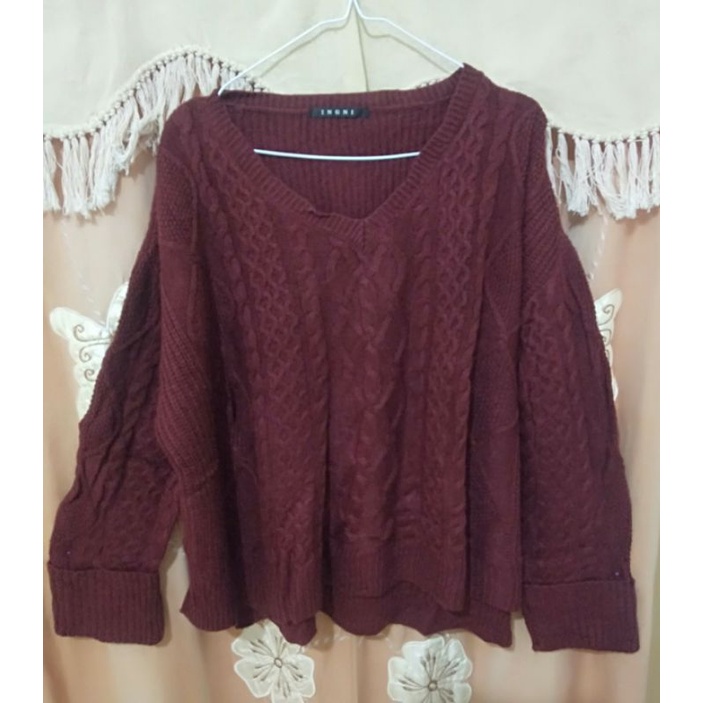 Sweater rajut kepang crop
