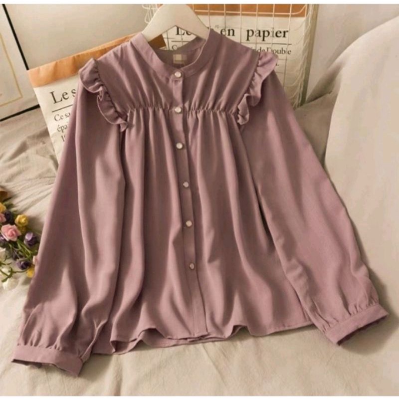 KEISYA BLOUSE - atasan terbaru blouse wanita moscrepe-Dusty
