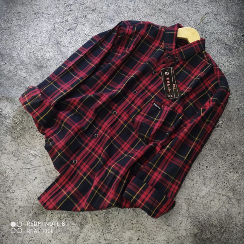 PREMIUM KEMEJA KOTAK KOTAK FLANNEL CASUAL LENGAN PANJANG UNISEX HEM PRIA WANITA KEMEJA WANITA FLANEL-F3